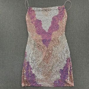 B. Darlin Sequin Dress Party, Club, Cocktail Event Large Lined Strappy Open Back